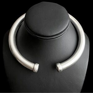 Vintage sterling silver thick torque choker necklace